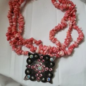 BHW magnetic pendant and three strand choker necklace